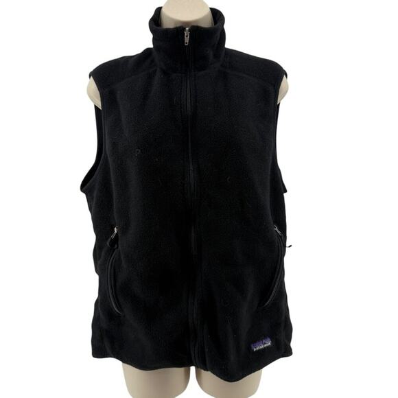 Patagonia Synchilla Full Zip Fleece Vest Lined Black Mens Medium - Picture 1 of 4